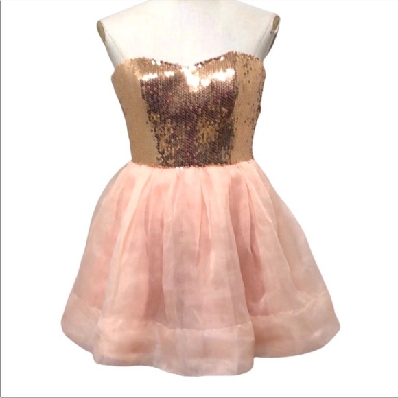 Betsey Johnson Pink and Gold Sequin Mini Dress - Picture 2 of 12